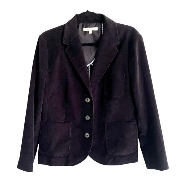 BROOKS BROTHERS Corduroy Button Front Blazer Jacket Black 12 - Picture 1 of 7